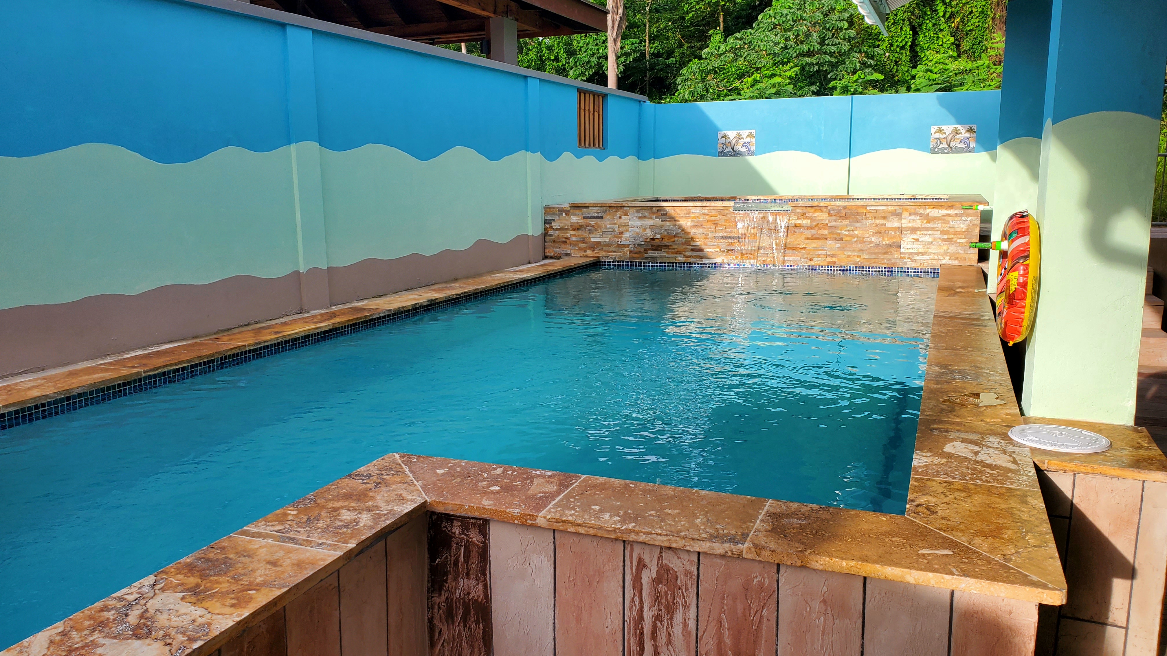 Another view of the salt water pool and raised spa